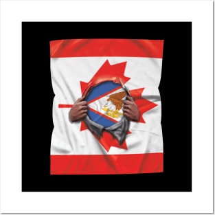 Canadian Samoa Flag Canadian Flag Ripped - Gift for Canadian Samoan From Canadian Samoa Posters and Art